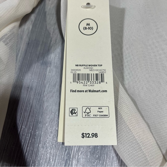 No Boundaries Ivory Ruffle Tie-Front Crop Top  Blouse; Medium, NEW - Picture 6 of 12